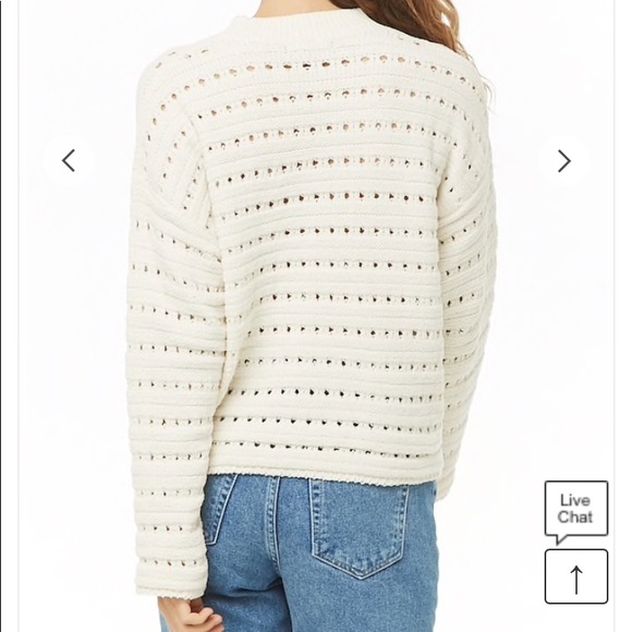 F21 Perforated Mock Neck Sweater - Picture 4 of 9
